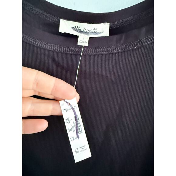 Madewell | NWT | (Re)generative Cotton Essential High-Neck Tank Jet Black | Sz S - Picture 4 of 8